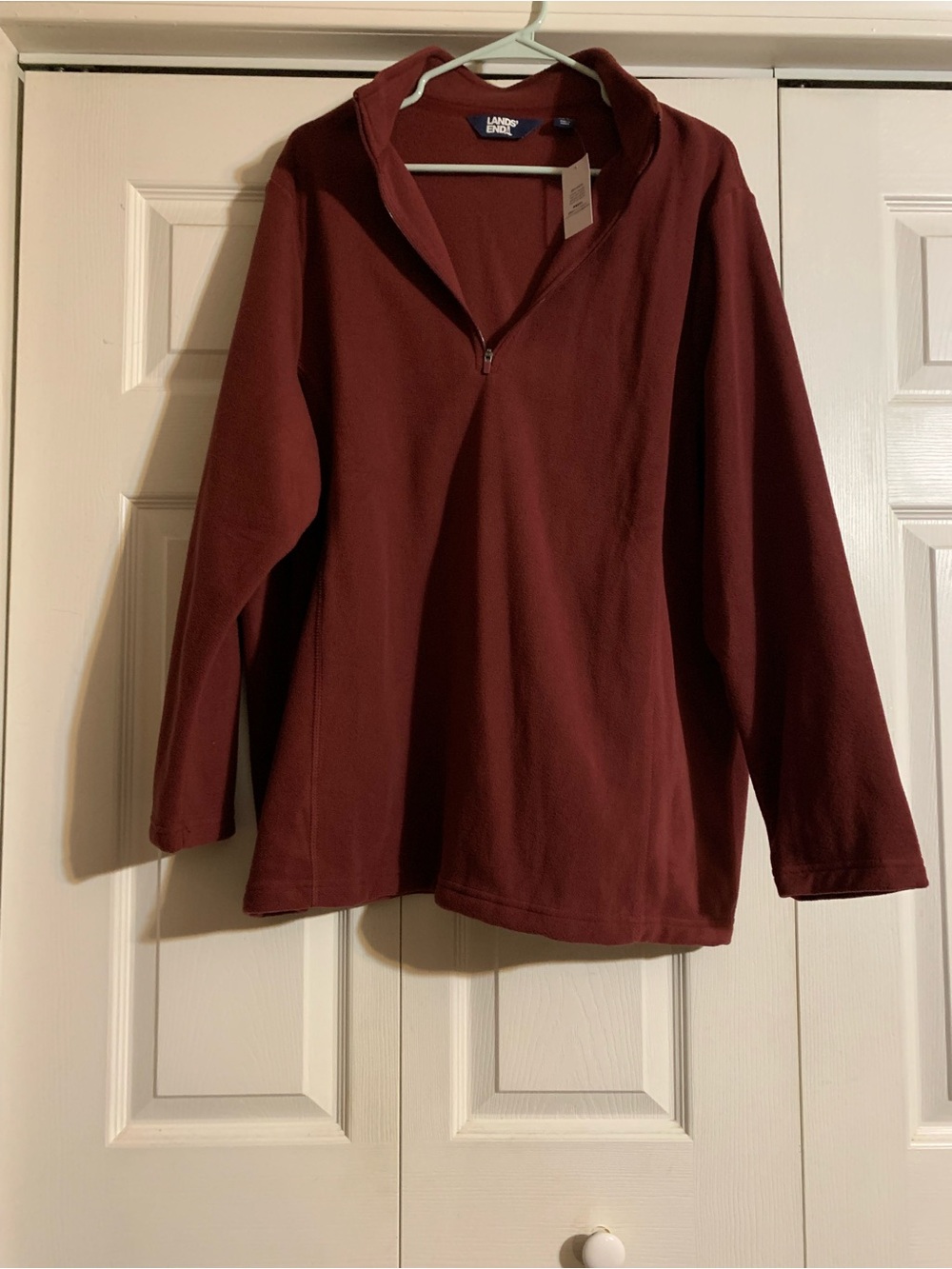 NWt womens 2x woLands' End Half-Zip Pullover in Deep Burgundy